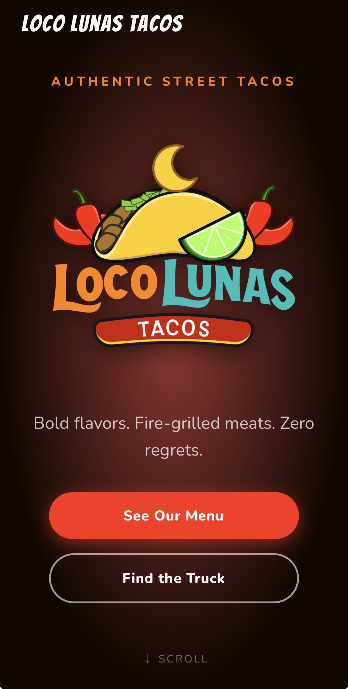 Loco Lunas Tacos mobile home screen